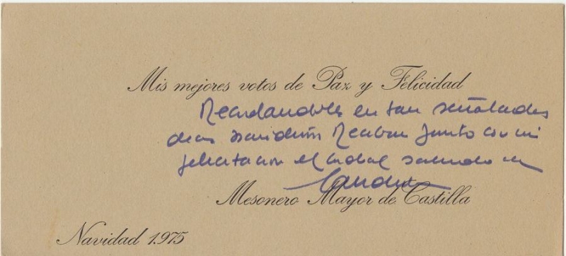 POSTAL FELICITACION NAVIDAD CANDIDO NAVIDAD 1975 FIRMADA